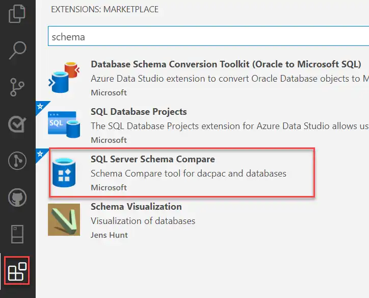 How to Install the Schema Compare Extension