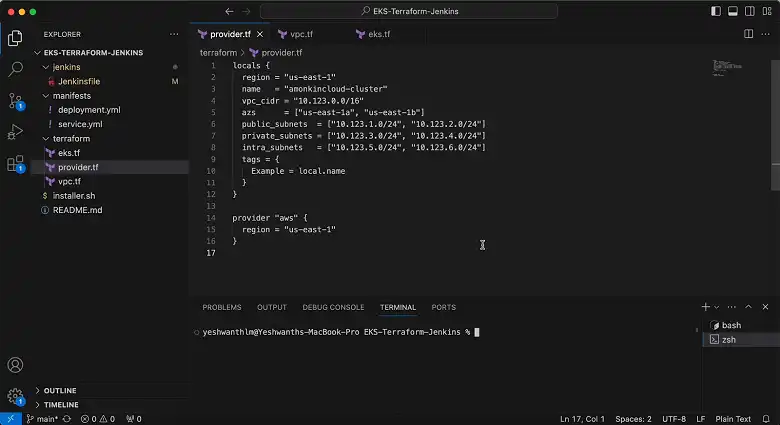 Defining VPC and Subnets for the EKS Cluster